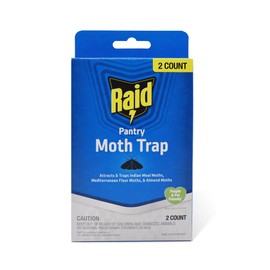 Raid Pantry Moth Traps for Food Storage Areas, 2 Pack, Indoor Sticky Fly Trap with Bait, No Insecticides, Controls Common Pantry Moths, Up to 6 Months Use, Open, Peel, Fold and Place