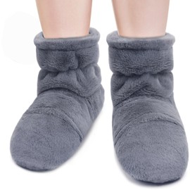 comfheat Microwavable Booties and Feet Warmers for Women & Men Microwave Heated Foot Warmer Moist Heat Therapy for Cold Feet Relieving Stiffness, Plantar Fascitis, Washable, L