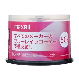 Maxell BD-RE 50 Sheets for Recording BEV25EG.50SPZ, Repeated Recording Type, 25 GB (Single Layer), Terrestrial Digital 180 Minutes, BS Digital 130 Minutes, 4K BS, CS90 Minute Spindle Case, Inkjet