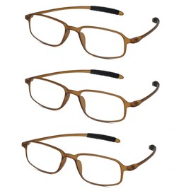 Calabria TR191 Flexie Sport Reading Glasses +4.00 Cream Soda Brown 3 PACK Unisex