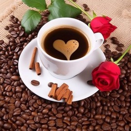 Bimkole DIY 5D Diamond Painting Accessories Coffee Cup, Coffee Beans and Roses Diamond Painting Kit Full Round Drill Painting by Numbers Painting Embroidery Cross Stitch Diamond Decoration 30 x 30 cm