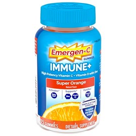 Emergen-C Immune+ Triple Action Immune Support Gummies, BetaVia (R), 1000mg Vitamin C, B Vitamins, Vitamin D and Antioxidants, Super Orange, Back to S
