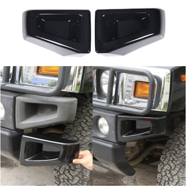 Front Bumper Corner Bezels Replacement Compatible with Hummer H2 2003-2009 SUV SUT, ABS Front Bumper Corner Bezels Cover Decorative Accessories, 2PCS (Bright Black)