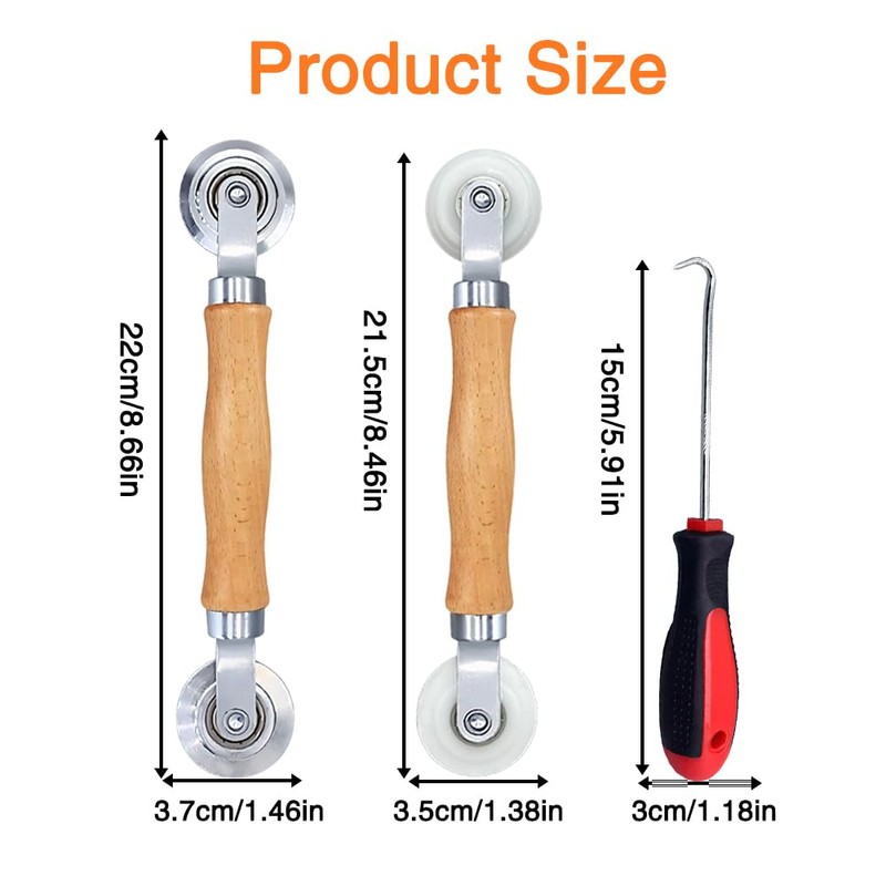 Golgner Pack of 3 Double Wheel Sealing Roller with Wooden