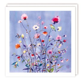 Tracks Publishing Birthday Card for Women - Vibrant Wildflowers and Bird Design - 'Lavender Sky by Lauren Wan - Blank Inside - Artistic Greeting Card for Her