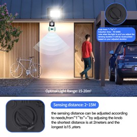 Mille Lucciole 20W LED Spotlight with Motion Sensor 2000LM 6500K Cool White LED Super Bright Headlight IP65 Waterproof Outdoor Spotlight Black for Bright Garden Garage Sports Field Yard Floodlight