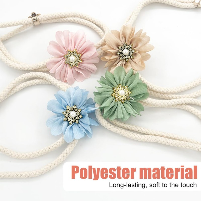 Curtain Tiebacks, 2PCS 3D Fabric Flowers Curtain Holders Adjustable Elegant