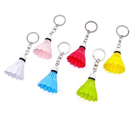 JZK 6 x Multicolor Plastic Badminton Shuttlecock with Birdie Keychain for Backpack, Popular Birthday Party Badminton Gift for Men, Women, Kids and Friends