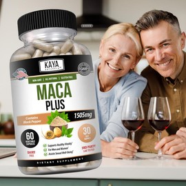 Kaya Naturals MACA | Maca Root for Women and Men | Black Pepper with Red, Yellow & Black Maca Root Powder | Natural Energy Herbal Supplement