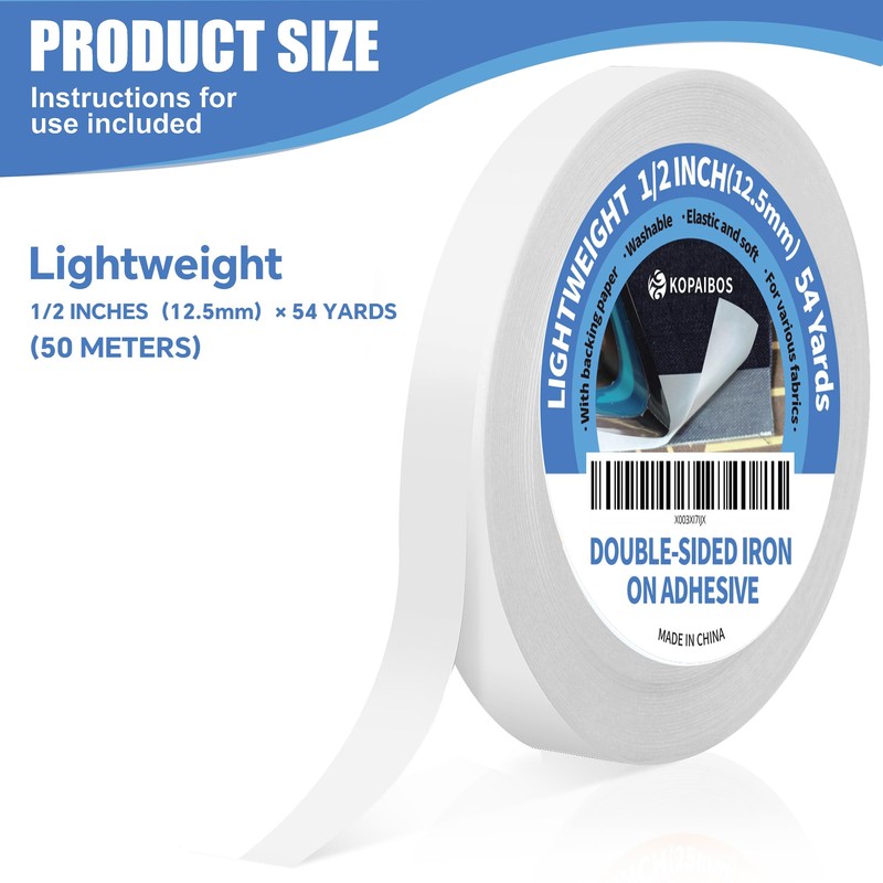 KEPAIBOS Double Sided Iron On Adhesive Hem Tape with Backing