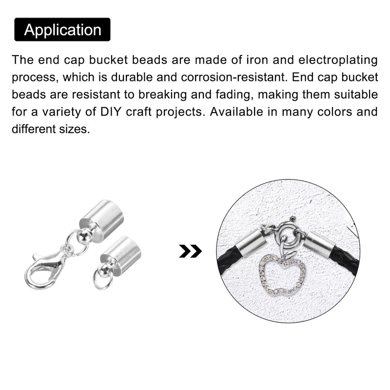 sourcing map Cord End Caps 5.5mm End Caps Barrel Beads