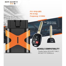Extra-Partss Kit for Remote Car Key Fob Replacement for Toyota HYQ12BEL H Chip fits Camry 2014 2015 2016 2017