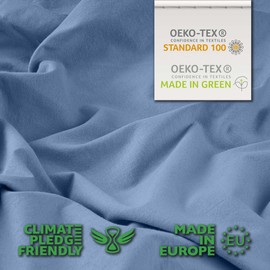 STUDIO Fitted Sheet 90 x 200 cm - 100 x 200 cm, Made in Green, 100% Cotton, Made in the EU, Brand Quality, Flat Sheet 90 x 200 - 100 x 200 cm, Medium Blue