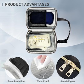 MELINON Waterproof Breastmilk Cooler Bag with 2 large Ice Packs - Insulated Travel Breastmilk Storage Cooler Bag with Buckle Hanging Handle for Daycare and Baby Travel (Black)