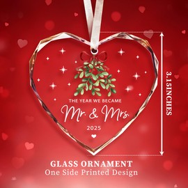 Wedding Gifts, Mr and Mrs Gifts Ornament 2025,Bridal Shower Gifts,Wedding Gifts for Couples 2025, Just Married Gift for Newlywed Couple, Bride,Crystal Glass Ornament Mr and Mrs Gifts