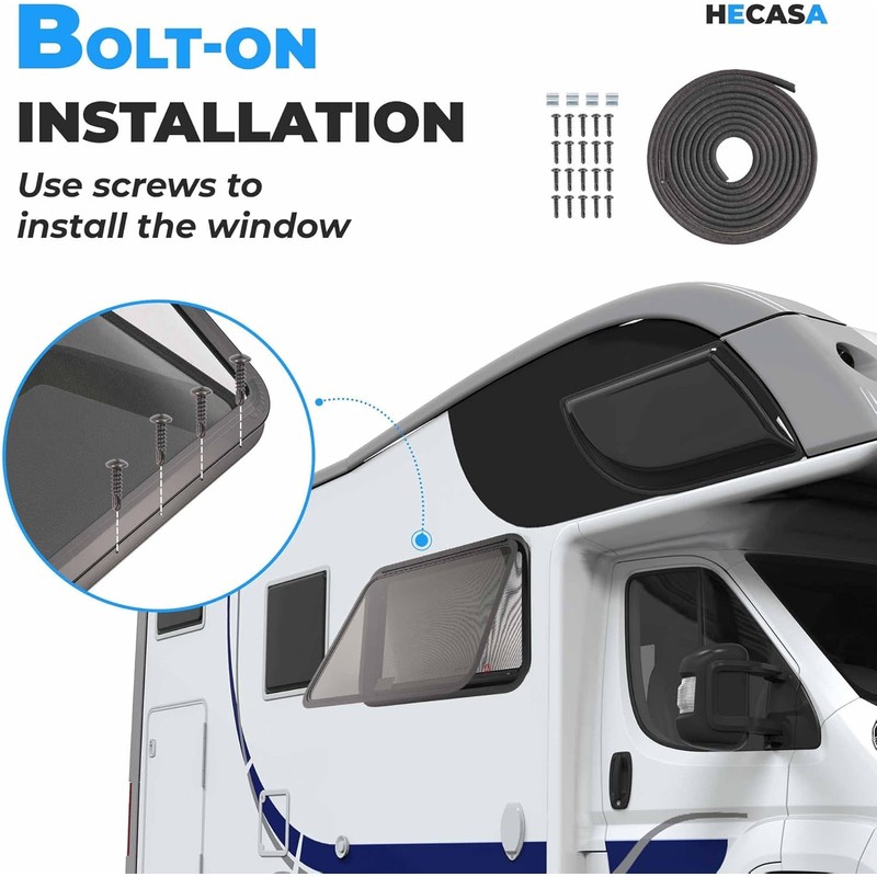 HECASA 30"W x 20"H RV Emergency Exit Window w/Trim Ring