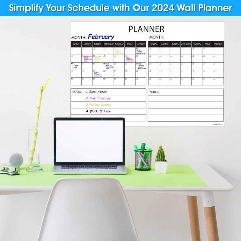 Wall Calendar Large Wet & Dry Erase Laminated Two Month