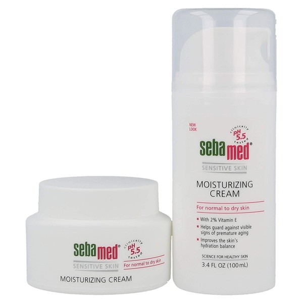 Sebamed Moisturizing Face Cream 2.6 Fluid Ounces (75mL) and Moisturizing Face Cream with Pump 3.4 Fluid Ounces (100mL) Vitamin E pH 5.5 Dermatologist Recommended Moisturizer Value Pack