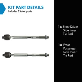 TRQ Front Inner Tie Rod Set 2 Piece Compatible with 2020-2022 Toyota Corolla 2016-2022 Prius 2019-2021 Prius AWD-e 2017-2022 Prius Prime