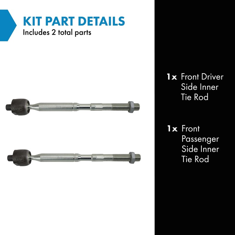 TRQ Front Inner Tie Rod Set 2 Piece Compatible with