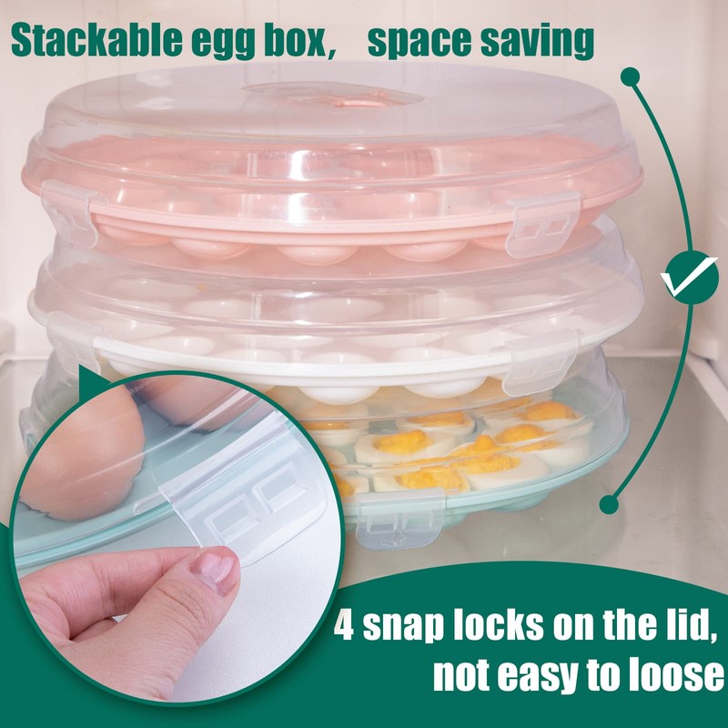 HAKSEN Deviled Egg Containers with Lid, Portable Deviled Egg Platter