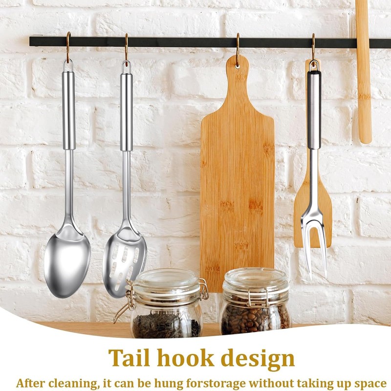 Serving Spoons Large, Stainless Steel Kitchen Utensils Set, 3-Piece Cooking