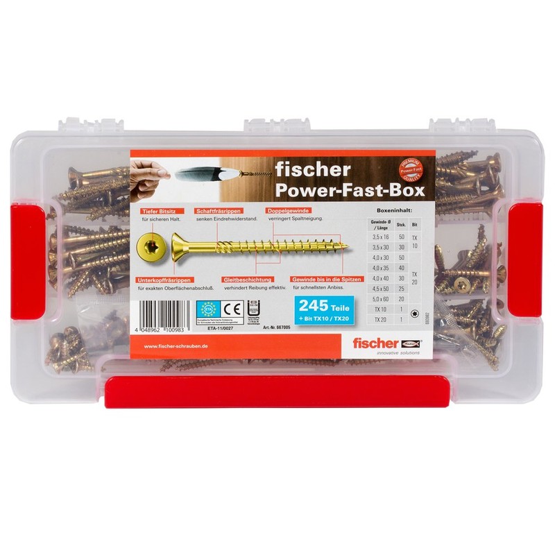 Fischer Power-Fast Box, Assortment Box with Premium Screws