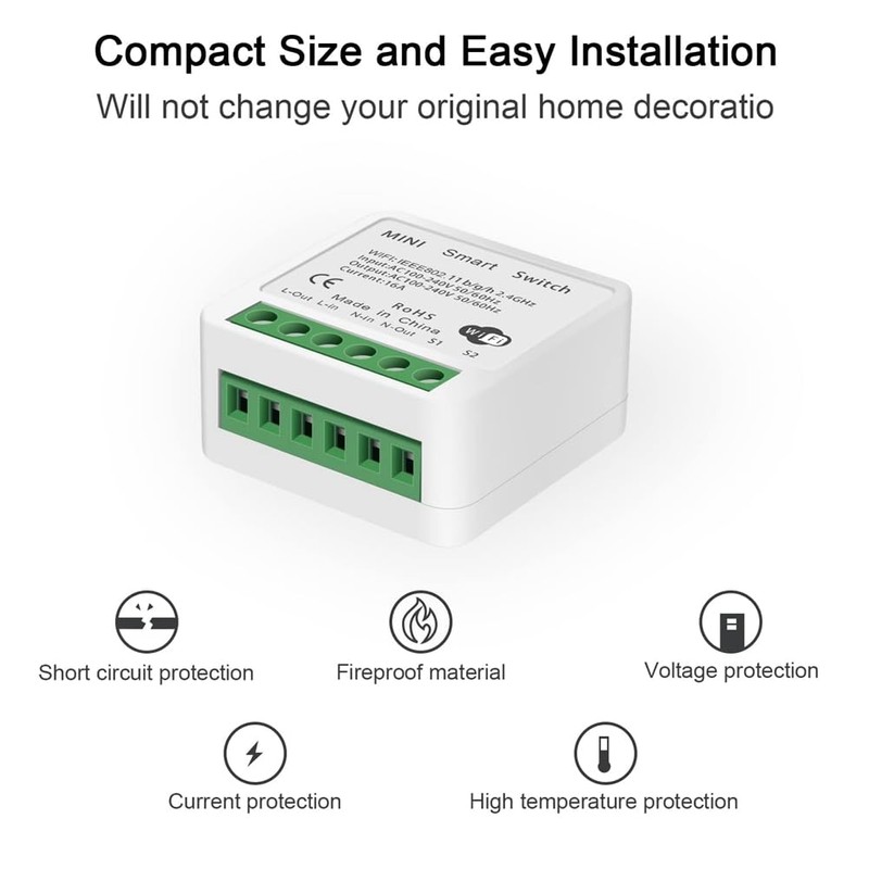 Byttlerom 2PCS WiFi Smart Switch Light Switch, APP Remote Control,