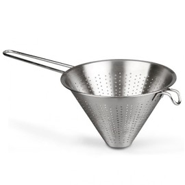 Menax - Chinesischer Küchensieb - Küchensieb - Edelstahl Küchensieb - Edelstahlsieb mit Stabilem Griff - Küchensiebe für Quinoa, Nudeln, Obst, Gemüse, Reis - Abtropfsieb - Sieb - Ø 18 cm