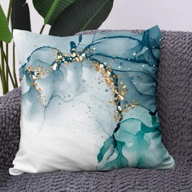 ChloropLastid Abstract Marble Throw Pillow Covers Set of 4 Modern Teal Blue Marble Texture Cushion Case 18x18 Inches Aesthetic Art Painting Accent Pillowcase for Sofa Bed Chair Decor Square