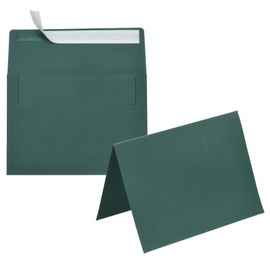 PATIKIL 50 Pack Dark Green 5x7 Blank Cards and Envelopes, Self Sealing A7 Envelopes, Folding Cardboard Small Congratulation Cards, Wedding Greetings, Birthday Invitations, Mail