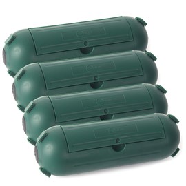 (4-Pack) Large Outdoor Extension Cord Plug Protector with Latches, Capsule Shaped Protector with Large Compartment for AWG12/14/16 Cords, Water-Resistant Holder for String Lights and Wires (Green)