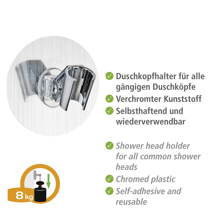 Wenko 22133100 Static-Loc Plastic Shower porte-pomme 9,5 x 5 x