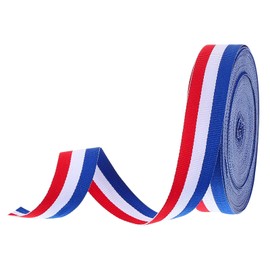 PATIKIL 1" Red White Blue Striped Grosgrain Ribbon, 25 Yard Polyester Fabric Stripe Craft Ribbon Double Faced Design for Bow Gift Wrapping DIY Making Garment Christmas Decorations