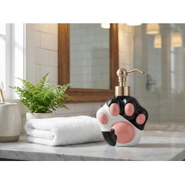 Dog Shape Soap Dispenser (Black/White, Paw Shape Soap Dispenser)