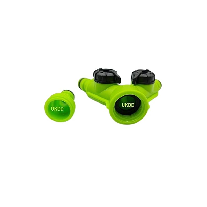 UKDD® Dual Tap Connector Comfort Grip Shut-Off Valves Hose Splutter