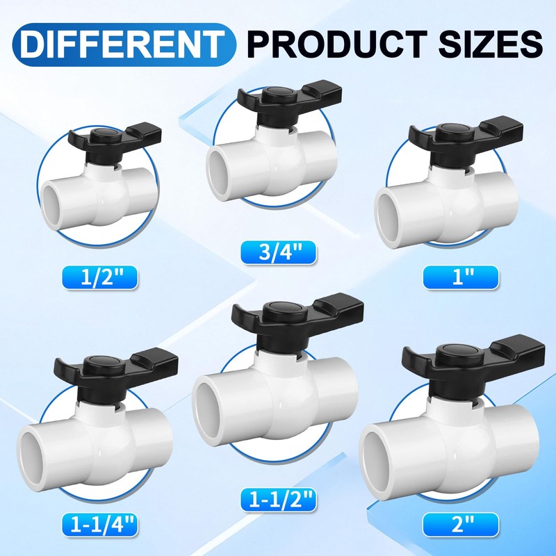 Boltigen 2 inch PVC Ball Valve, 2Pack Slip Full Flow