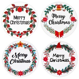 500 Pcs Merry Christmas Stickers for Envelopes, 1 Inch Circle Adhesive Christmas Labels Holiday Stickers Round Xmas Tag Envelope Seal Decals for Christmas Greeting Card, Presents and Gifts (1 in)