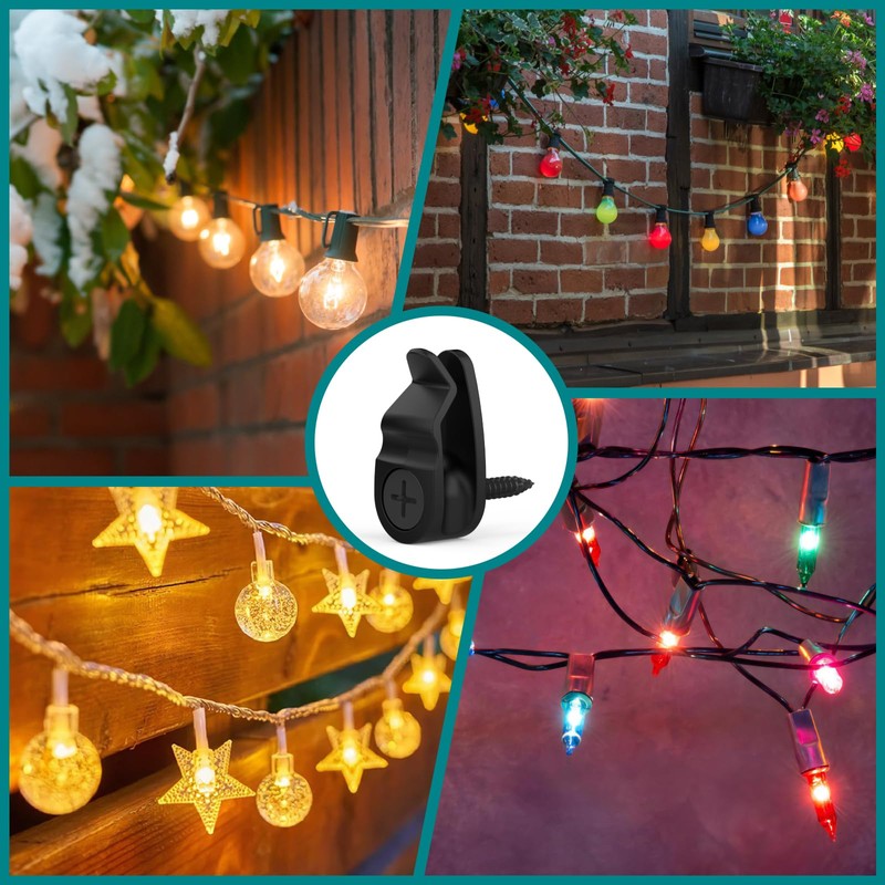 Outdoor String Lights Clips, Weatherproof Cable Hanger Hooks for Hanging
