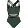 Hilor Women's One Piece Swimwear Front Crossover Swimsuits Hollow Bathing