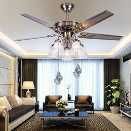 2 Pack Ceiling Fan Pull Chain, 20 inch Ceiling Pulls Extension Chains with 4 Connectors,Gray Glass Conch Ornament Pull Chains