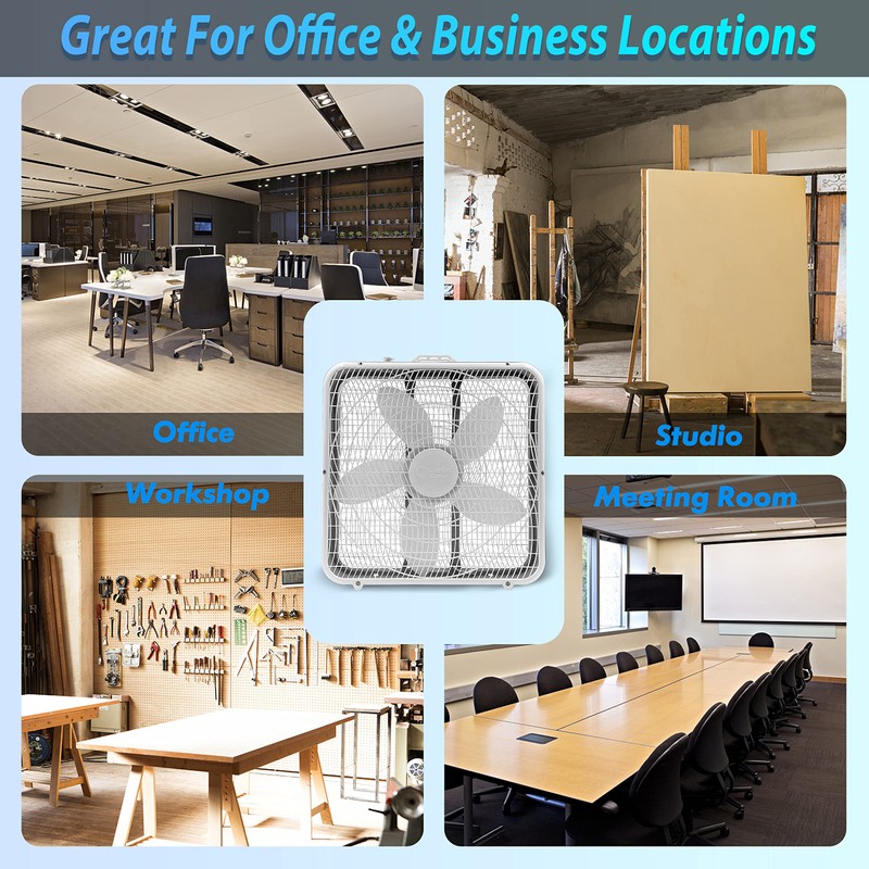 Comfort Zone Box Fan with Carry Handle, 20 inch, 3