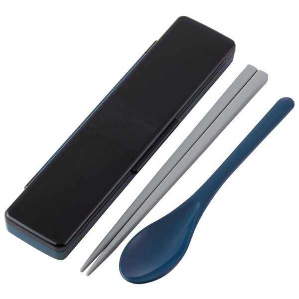 Skater CCS45SAAG-A Combination Set, Antibacterial Chopsticks and Spoon Set, Chopsticks 8.3 inches (21 cm), Midnight Blue