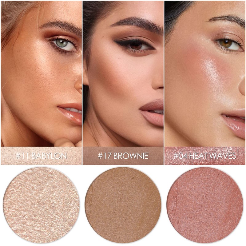 FALOCUTUS 3 Pcs MEDIUM Contour Stick Set,Cream Blush & Highlighter