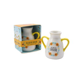 CGB Giftware | Ceramic Twin Handled Floral Bud Vase | ‘You Are My Sunshine’ | Sunflower Flowers |Yellow | Gift Box | Gift For Home | Live Happy Range | GB06553