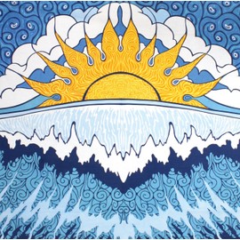 Sunshine Joy Sun Wave Surf Tapestry Tablecloth Beach Sheet Wall Art 30 x 45 Inches - Classic