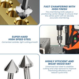 Countersink Drill Bit KATSU HSS 6542 90° 25mm Chamfer Cutter 3-Flute High-Speed Steel Positioning Drill Bit Compatible with Bosch DeWalt Makita Wood Metal Steel Stainless Steel Machine Tools