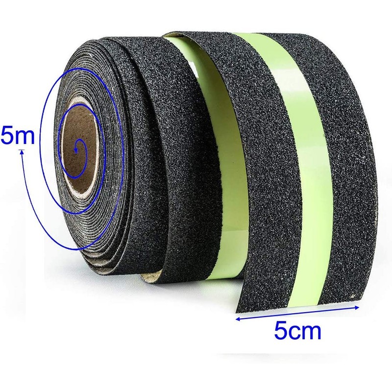 High Brightness Glow-in-the-Dark Anti-Slip Tape 50mmx5m Water-Resistant Fluorescent Glow-in-the-Dark with