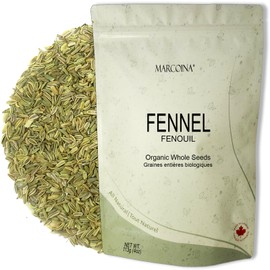 Organic Fennel Seeds Herbal Loose Tea by Marcoina - Whole Seeds, 113g in Resealable bag, Caffeine-Free Tea from Egypt - Perfect for Hot Brews, Cooking, and Spices – Known as Foeniculum vulgare, Florence fennel, Saunf, finocchio – 4oz.