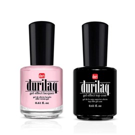 duri Durilaq, D309 Iced Roses, Light Pink, Semi Sheer, French Manicure, Gel Effect Lacquer and Top Coat Duo, 0.61 fl.oz.